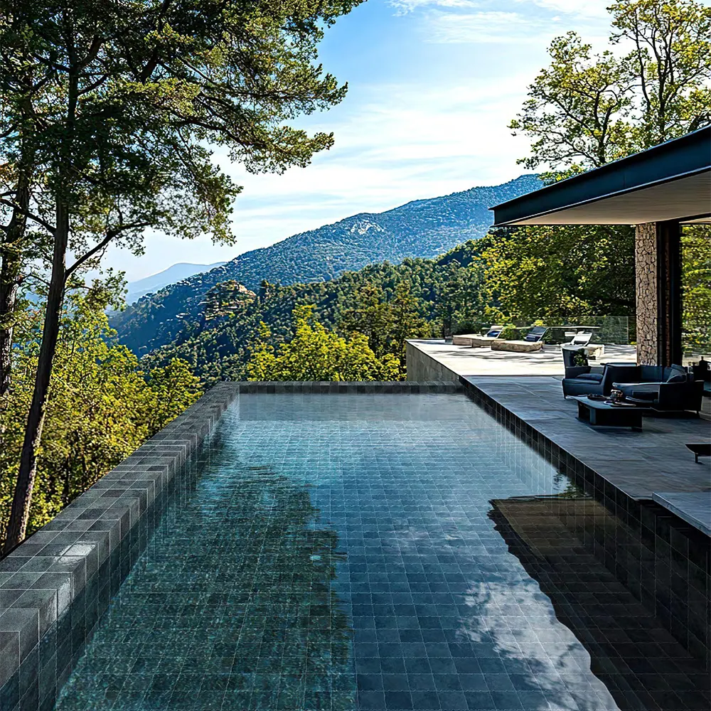 Non-Slip Stone-Look Matte Porcelain Swimming Pool Tile 300x600mm