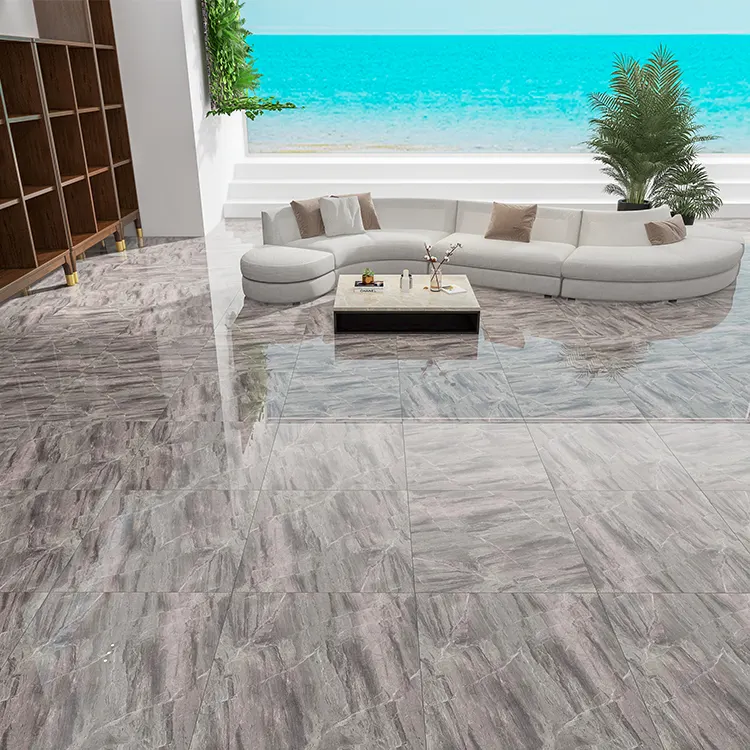 Non-Slip Marble-Look Polished Porcelain Wall And Floor Tile 800x800mm