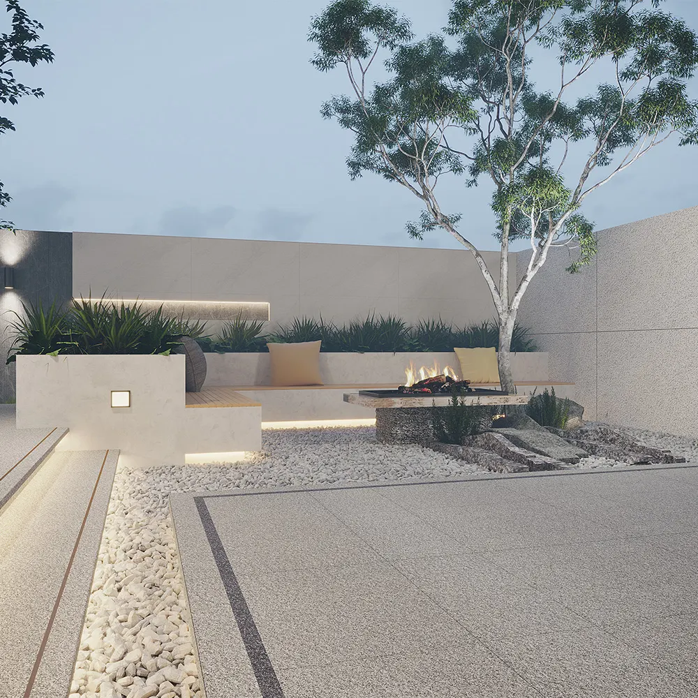 Non-Slip Stone-Look Porcelain Exterior Wall Tile 600x600mm