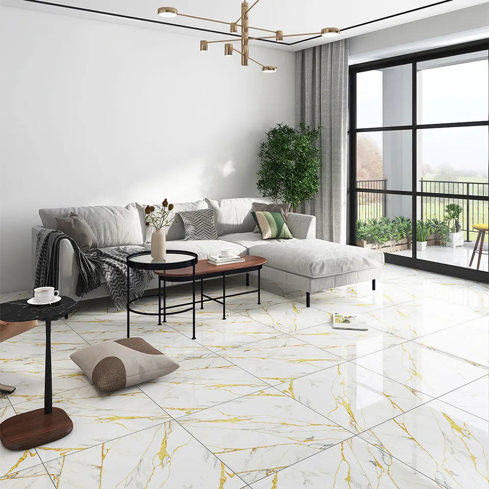 Stone-Look Gold Porcelain Floor Tile 600x600mm