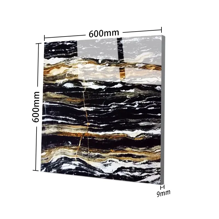 Stone-Look White/Black/Gold Porcelain Wall And Floor Tile 600x600mm