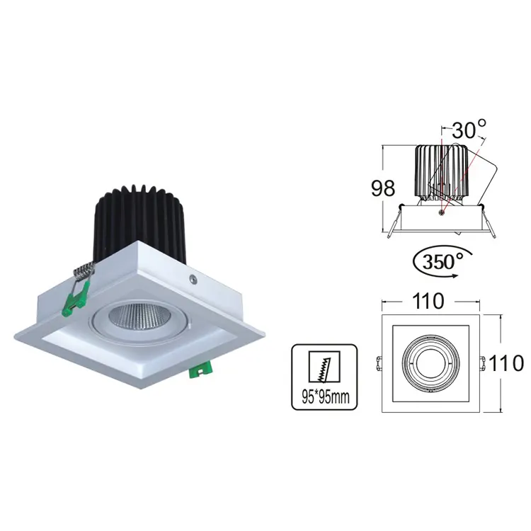 Dimmable Recessed Aluminum LED Downlight 6-15W