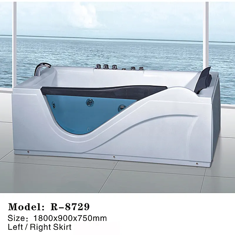 Acrylic Rectangular Whirlpool Massage Bathtub 1.8m