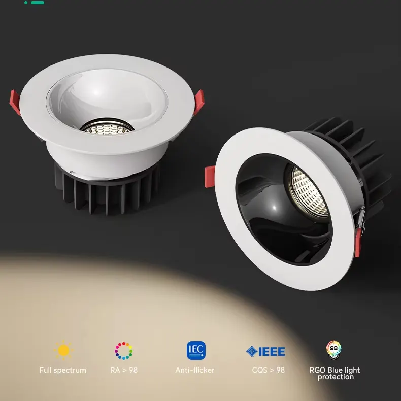 Anti-Glare Recessed Aluminum COB LED Downlight 7-12W