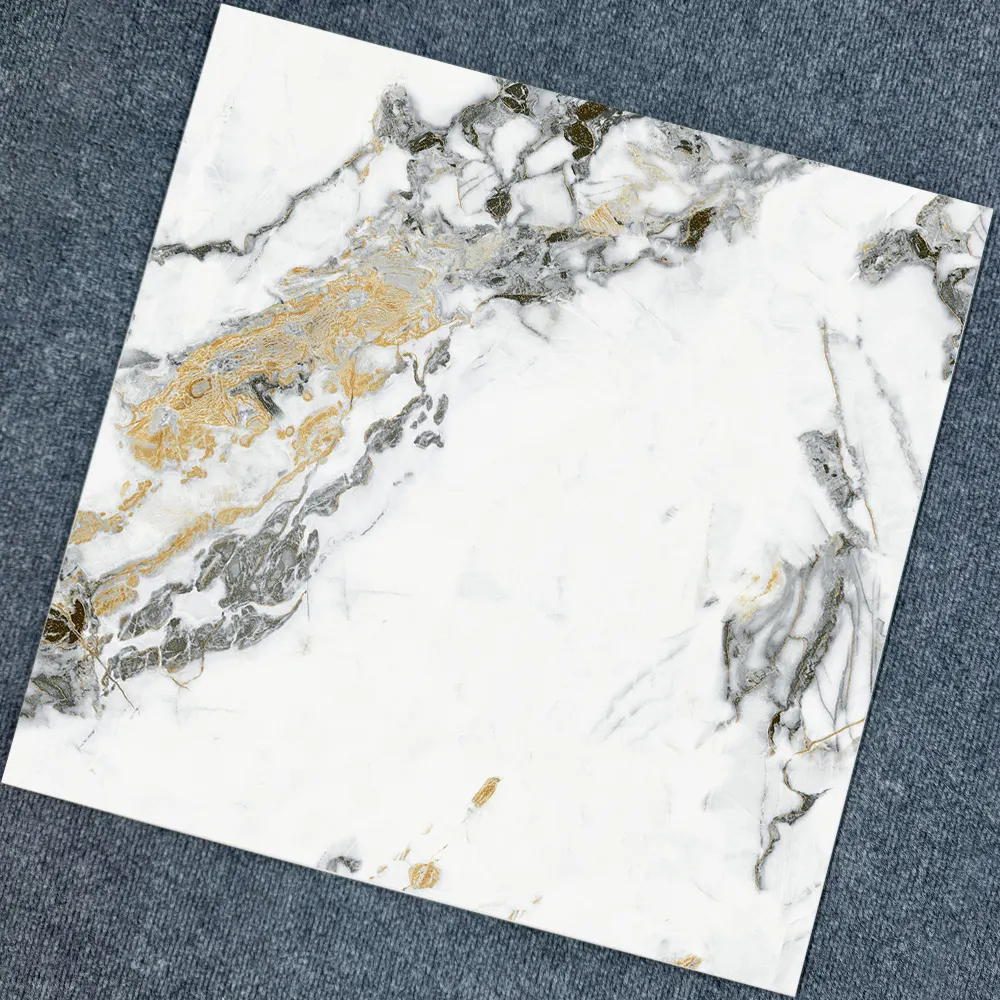 Non-Slip Marble-Look Polished Porcelain Wall And Floor Tile 60x60cm
