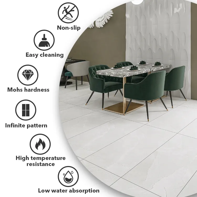 Marble-Look Gray Glazed Ceramic Floor Tile 600x1200mm