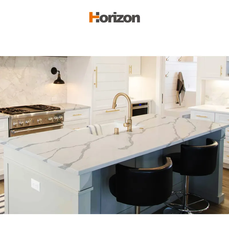 Calacatta Gray/White Engineered Quartz Slab 3200x1600mm