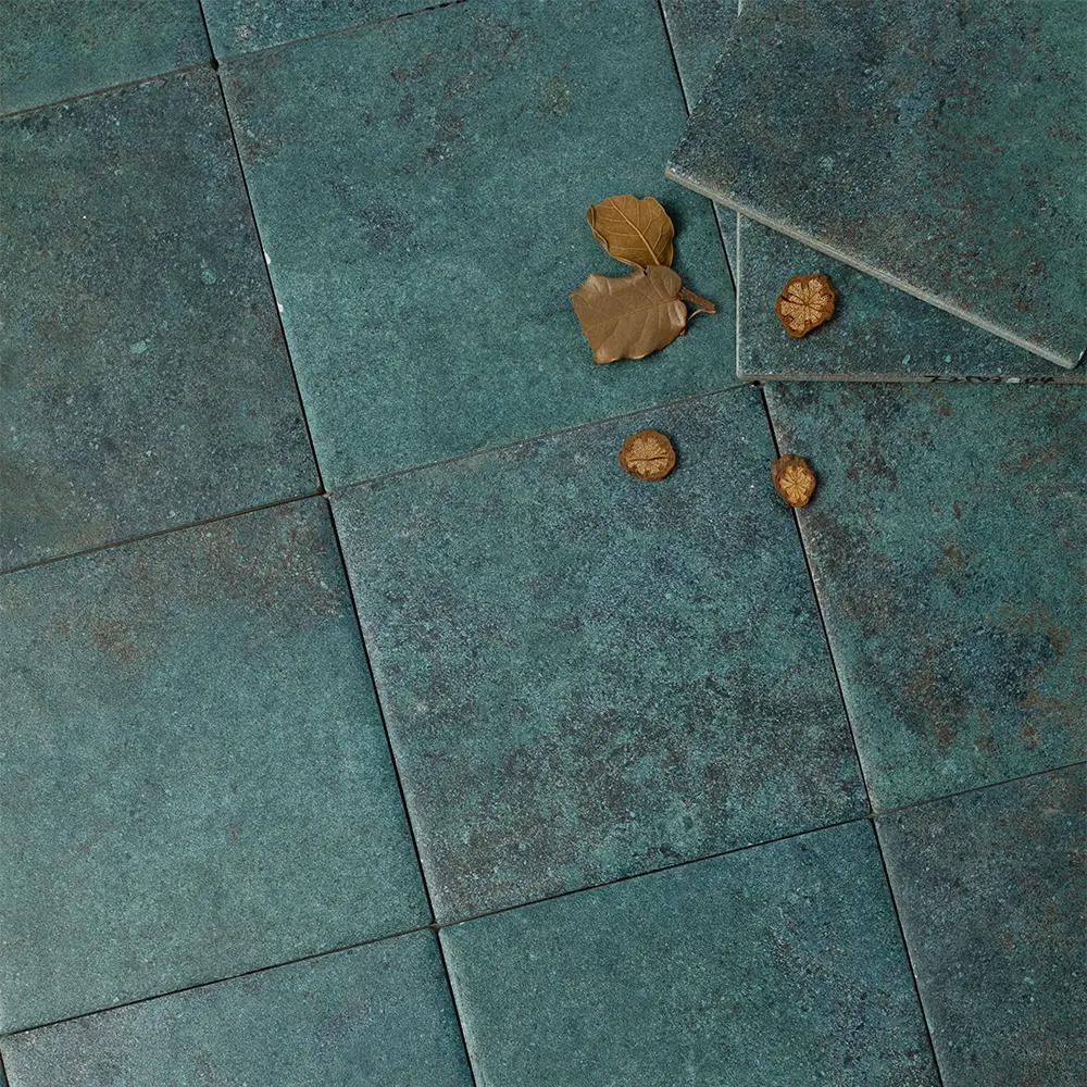 Non-Slip Stone-Look Green Porcelain Swimming Pool Tile 150x150mm