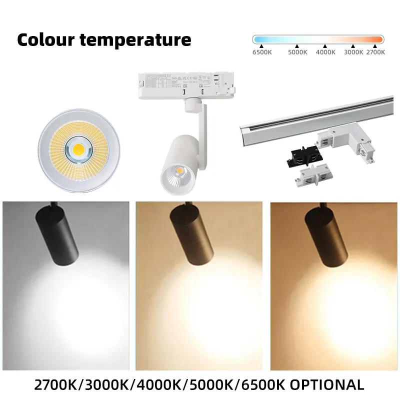 Slim Aluminum LED Track Spotlight White 18-36W 48V