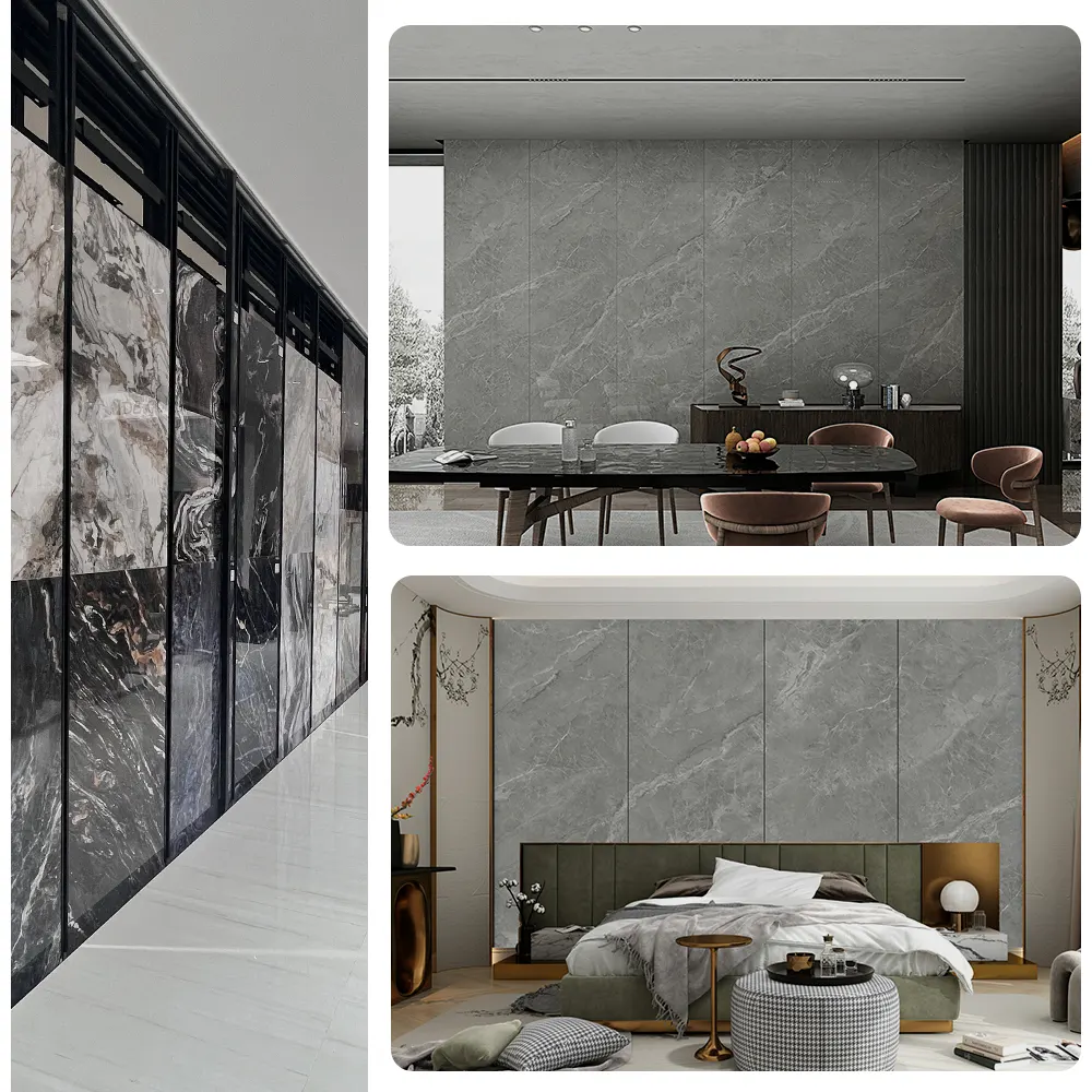 Marble-Look Gray Polished Sintered Stone Slab 800x2600mm