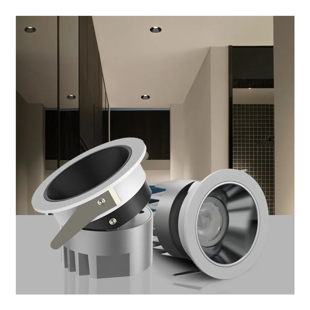 Anti-Glare Recessed Aluminum COB LED Downlight Black/Gold 5-7W/8-12W/15-20W 2in/2.5in product sample