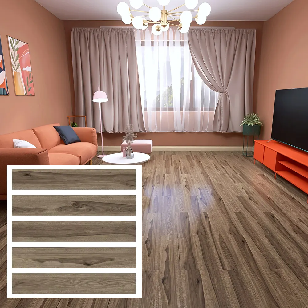 Non-Slip Wood-Look Gray/White/Brown Matte Ceramic Floor Tile 150x900mm