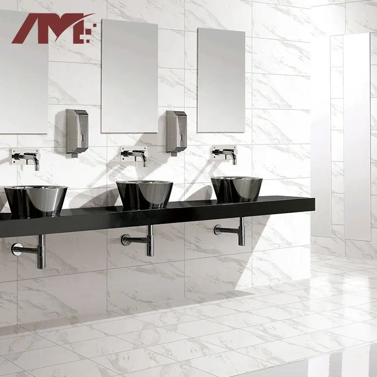 Marble-Look Gray Glossy Porcelain Wall Tile 300x600mm