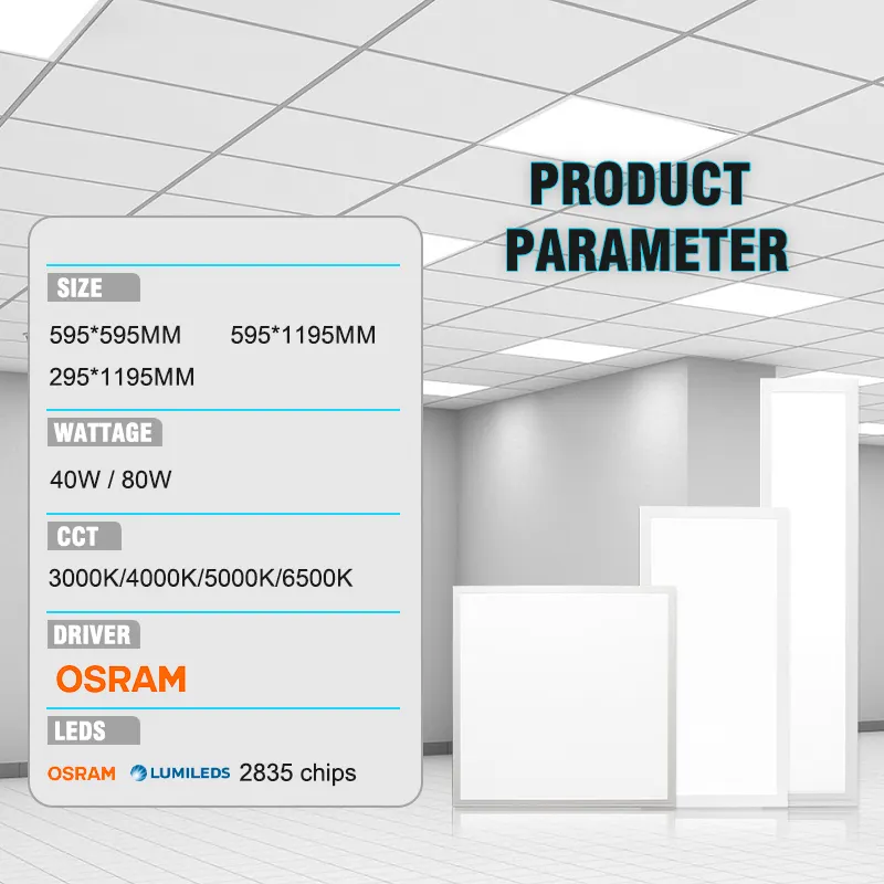 Aluminum LED Panel Light 60x60/2x2/600x600 40/80W