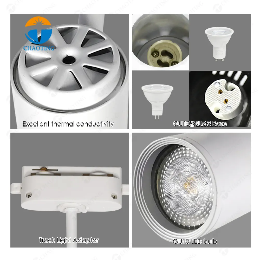 Adjustable Aluminum Track Spotlight Housing Black/White GU10/MR16