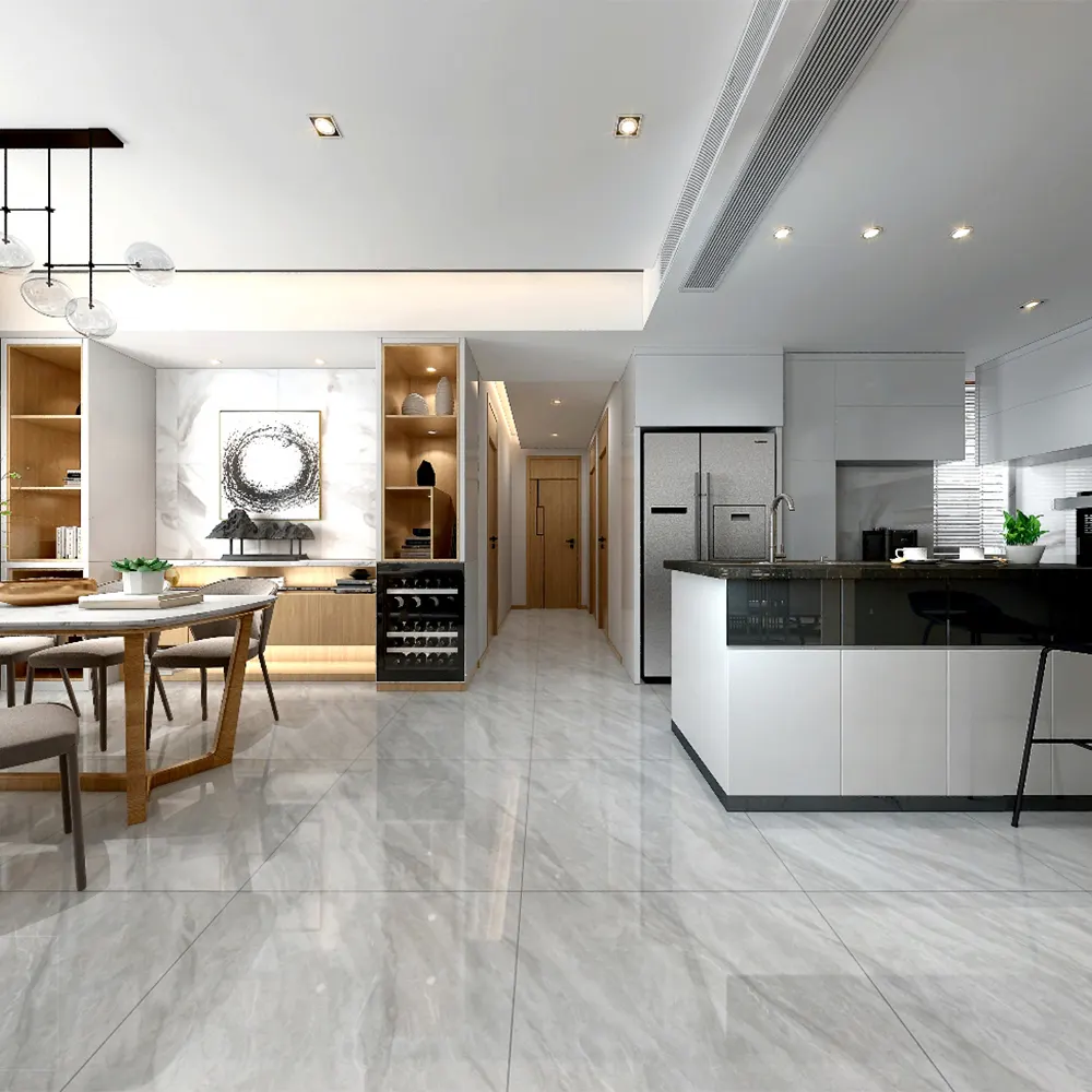 Marble-Look Gray Polished Porcelain Floor Tile 800x800mm