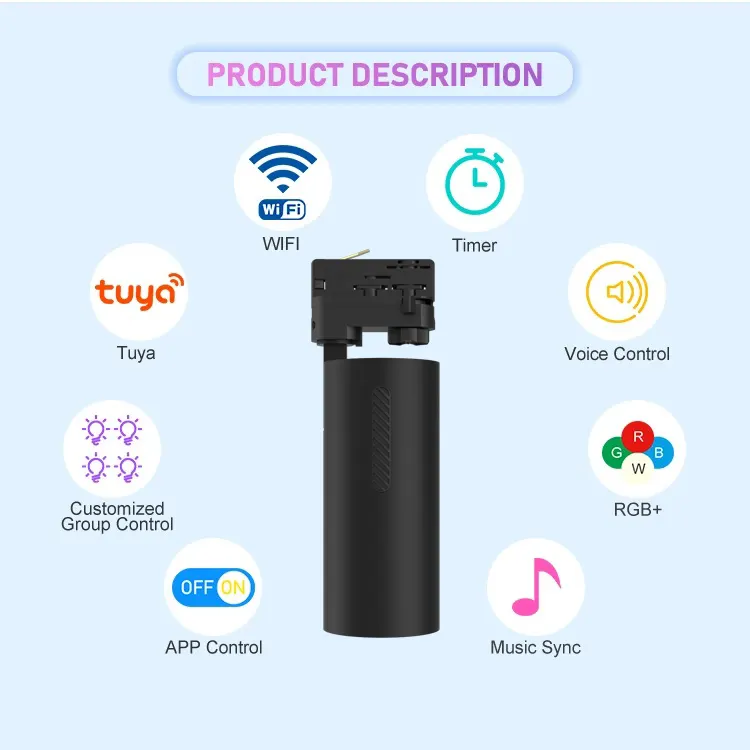 Adjustable Smart Dimmable LED Track Spotlight 15/20W