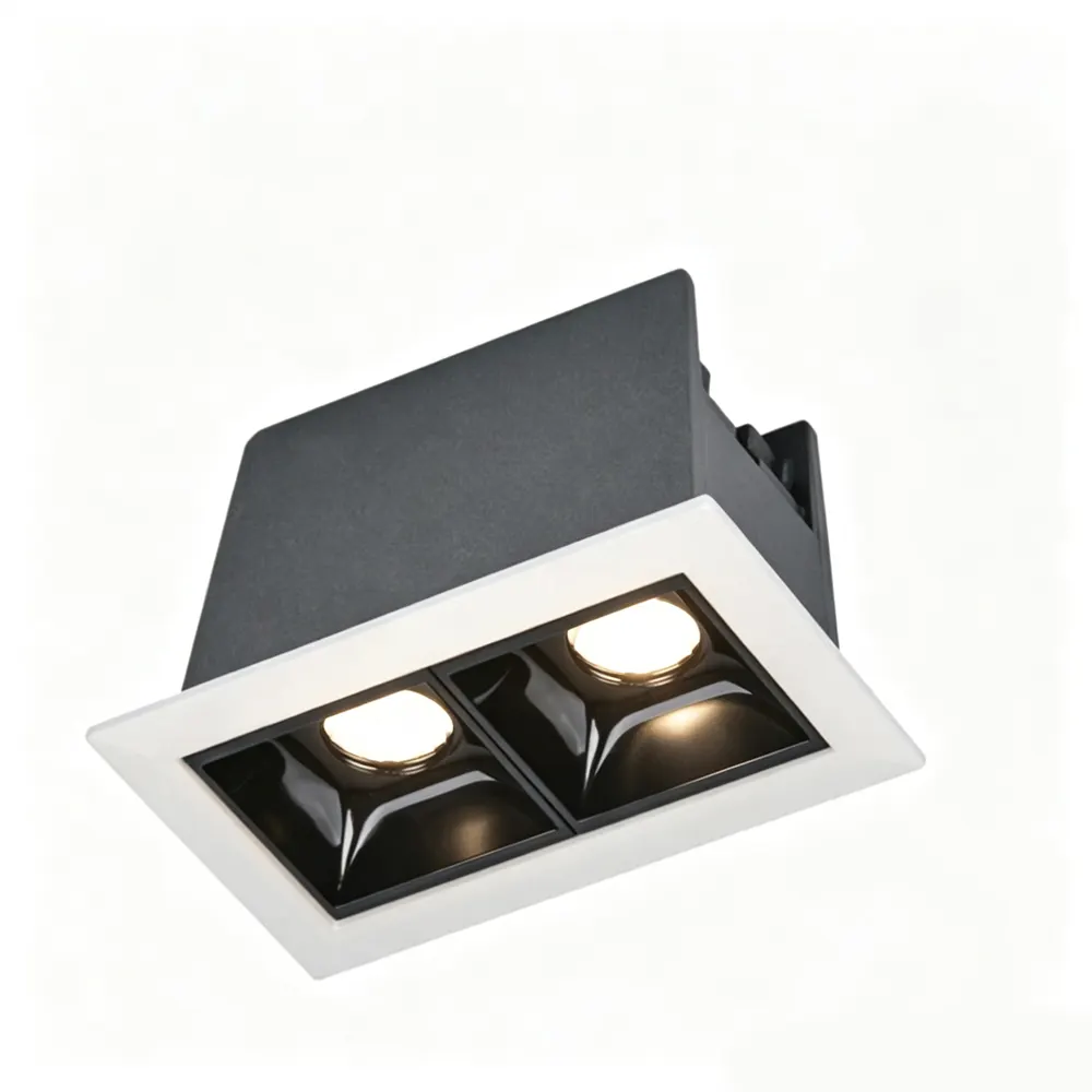 Recessed Square Aluminum LED Grille Spotlight White/Black