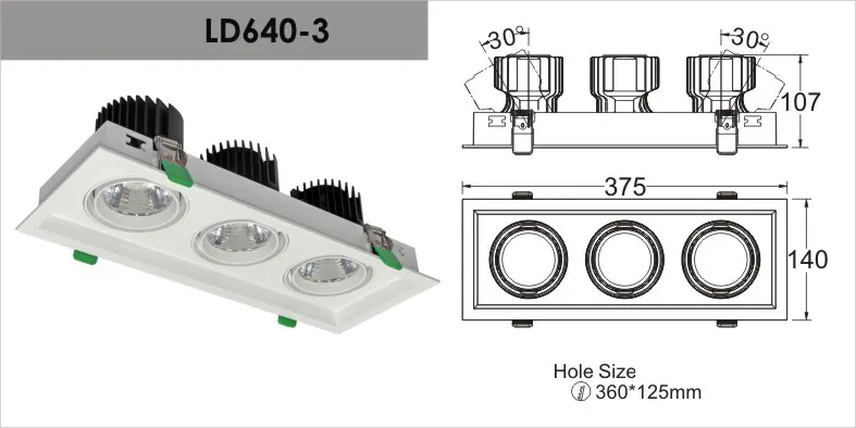 Adjustable Recessed Square LED Grille Spotlight