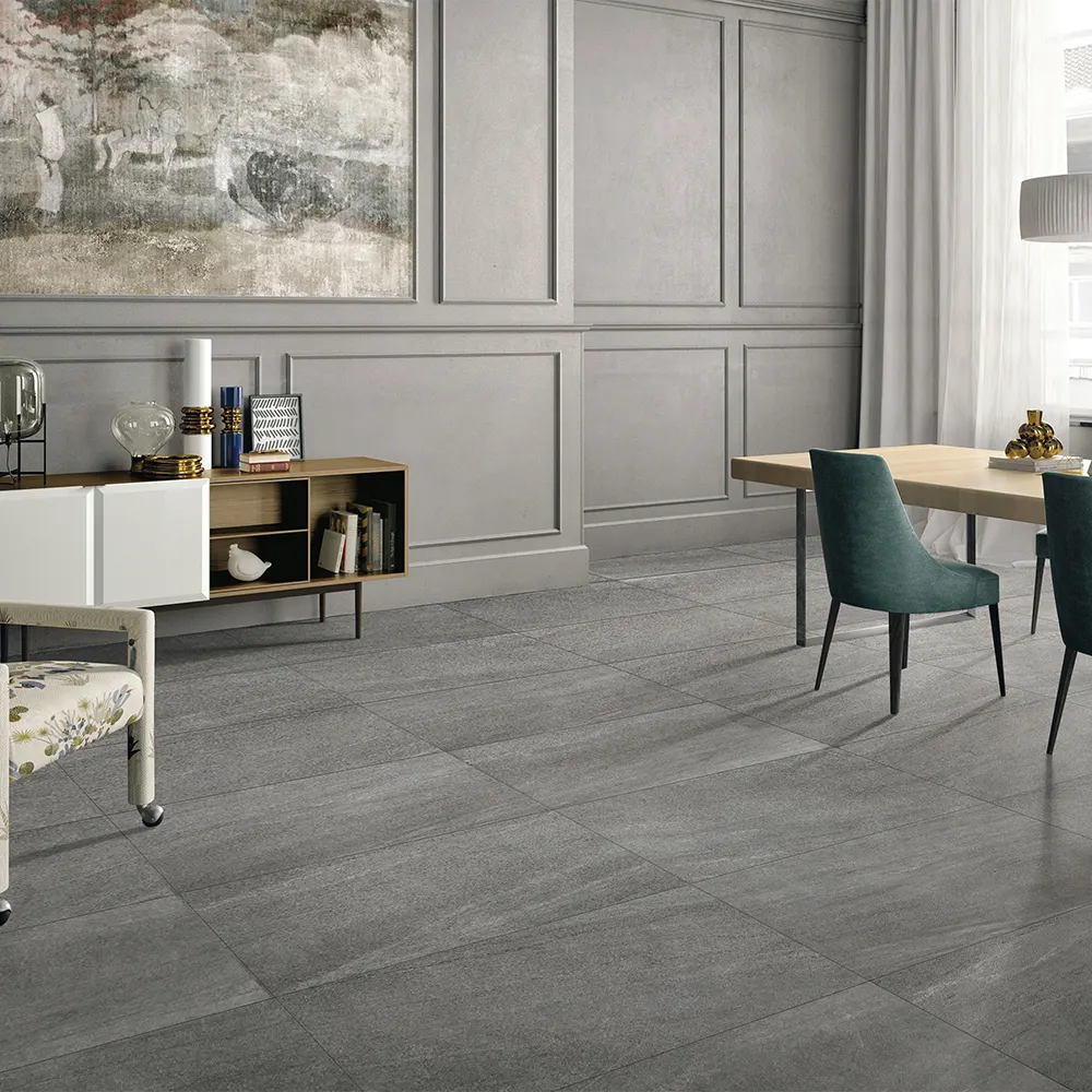 Non-Slip Stone-Look Gray Porcelain Outdoor Tile 600x1200mm