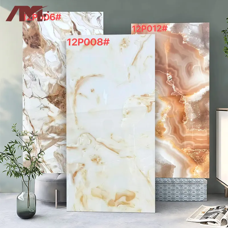 Glossy Marble-Look Porcelain Floor Tile 600x1200mm