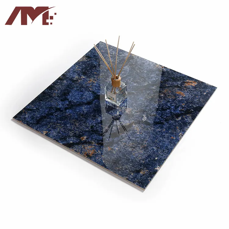 Marble-Look Blue Polished Porcelain Wall And Floor Tile 600x600mm/800x800mm/24x24