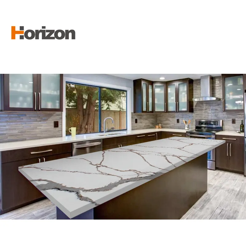 Calacatta Polished Engineered Quartz Slab 3200x1600mm