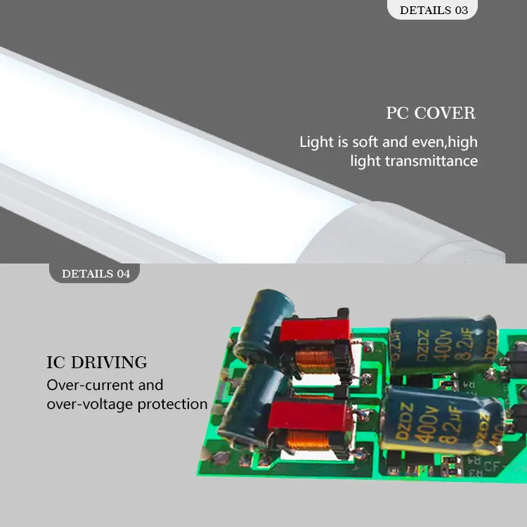 PC LED Tube Light 90x75x23.5 28W