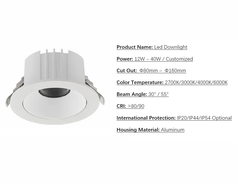 Recessed Aluminum LED Downlight 7W 3CCT Selectable