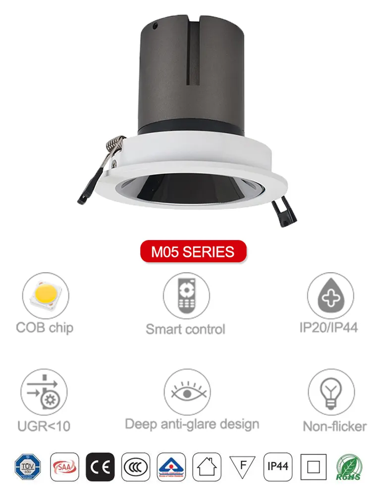 Adjustable Smart Dimmable Recessed LED Downlight 9-40W