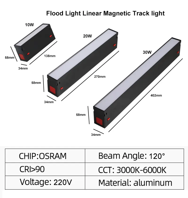 Tuya Aluminum Magnetic LED Track Lighting System 10-30W 220V 3000K/4000K/6000K