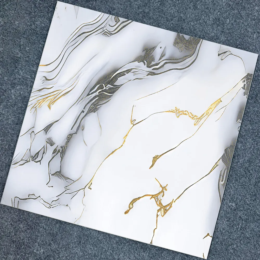 Stone-Look Gold Polished Porcelain Wall And Floor Tile 600x600mm