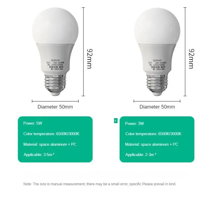 Aluminum LED Light Bulb 3W 85-265V