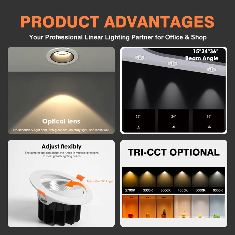 Trimless Recessed Aluminum LED Downlight 12-40W