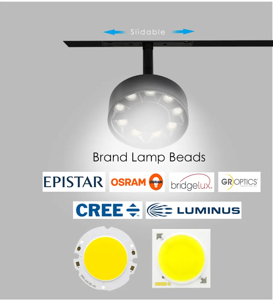 Smart Aluminum Magnetic COB LED Track Spotlight 9W 48V