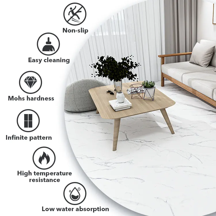 Stone-Look White Matte Porcelain Floor Tile 600x600mm