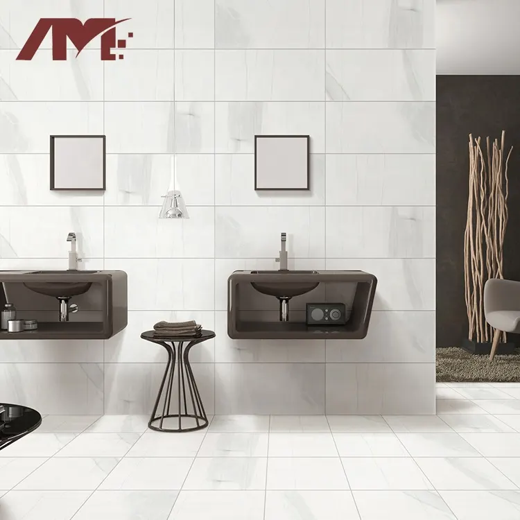 Marble-Look Gray Glossy Porcelain Wall Tile 300x600mm