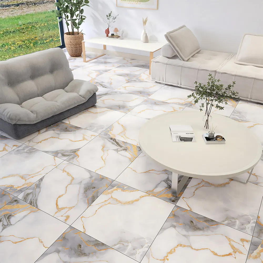 Stone-Look Gold Porcelain Wall Tile 600x600mm
