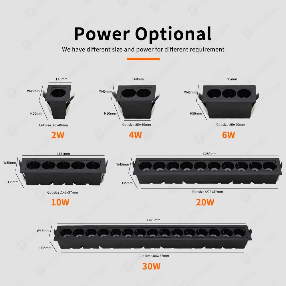 Trimless Recessed Aluminum LED Grille Spotlight 2-30W