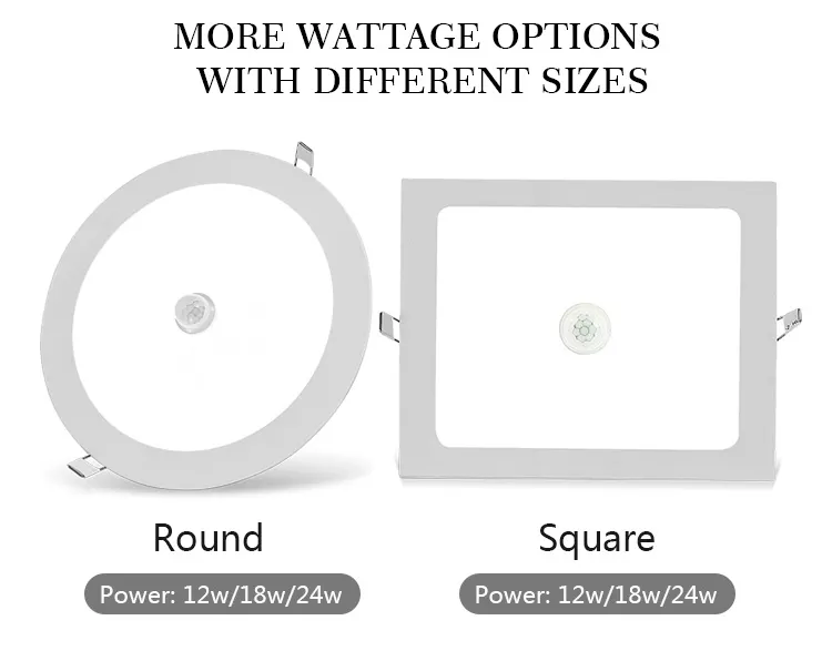 Motion-Sensor Slim Surface-Mounted Round LED Panel Light 15-24W