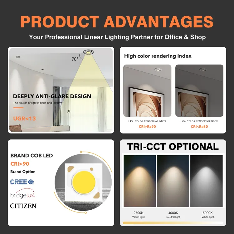Adjustable Recessed Aluminum LED Downlight 12W IP20
