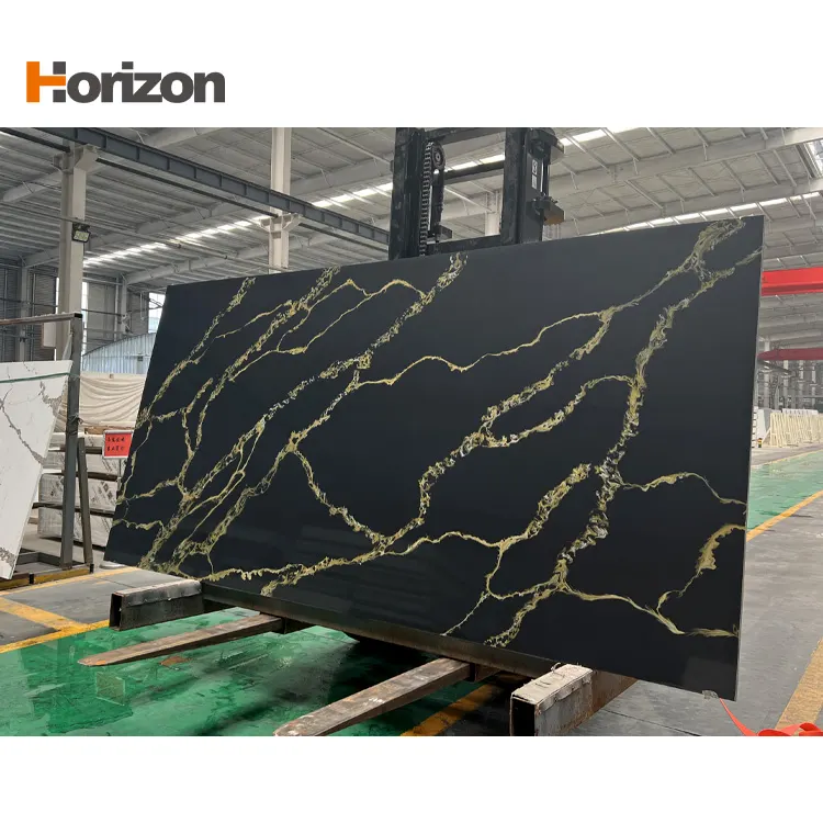 Calacatta Black Engineered Quartz Slab 3200x1600mm