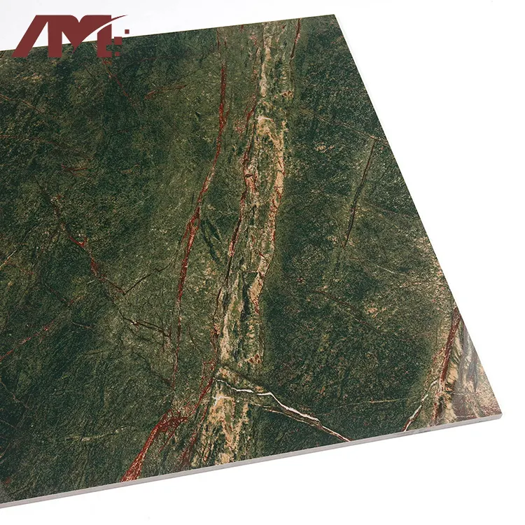 Marble-Look Green Polished Porcelain Floor Tile 600x600mm
