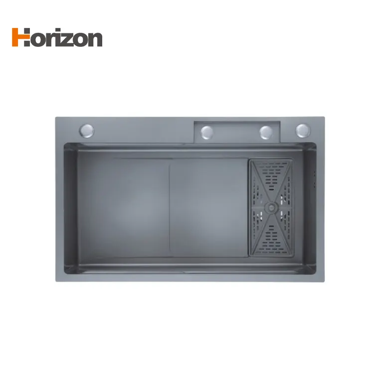 Waterfall Black 304 Single-Bowl Stainless Steel Kitchen Sink