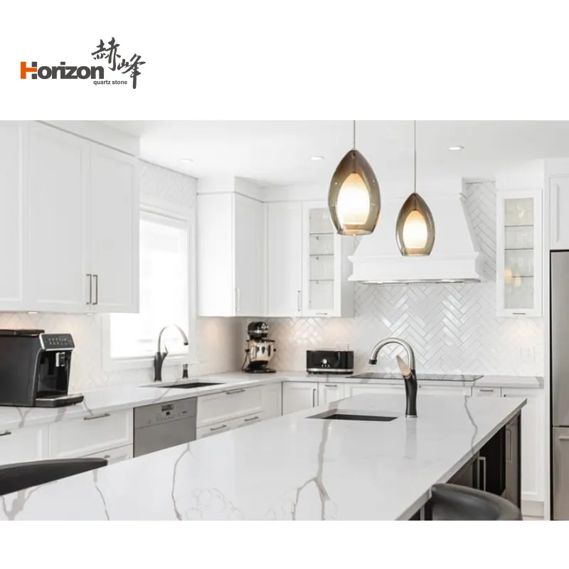 Calacatta Gray/White Engineered Quartz Slab 3200x1600mm