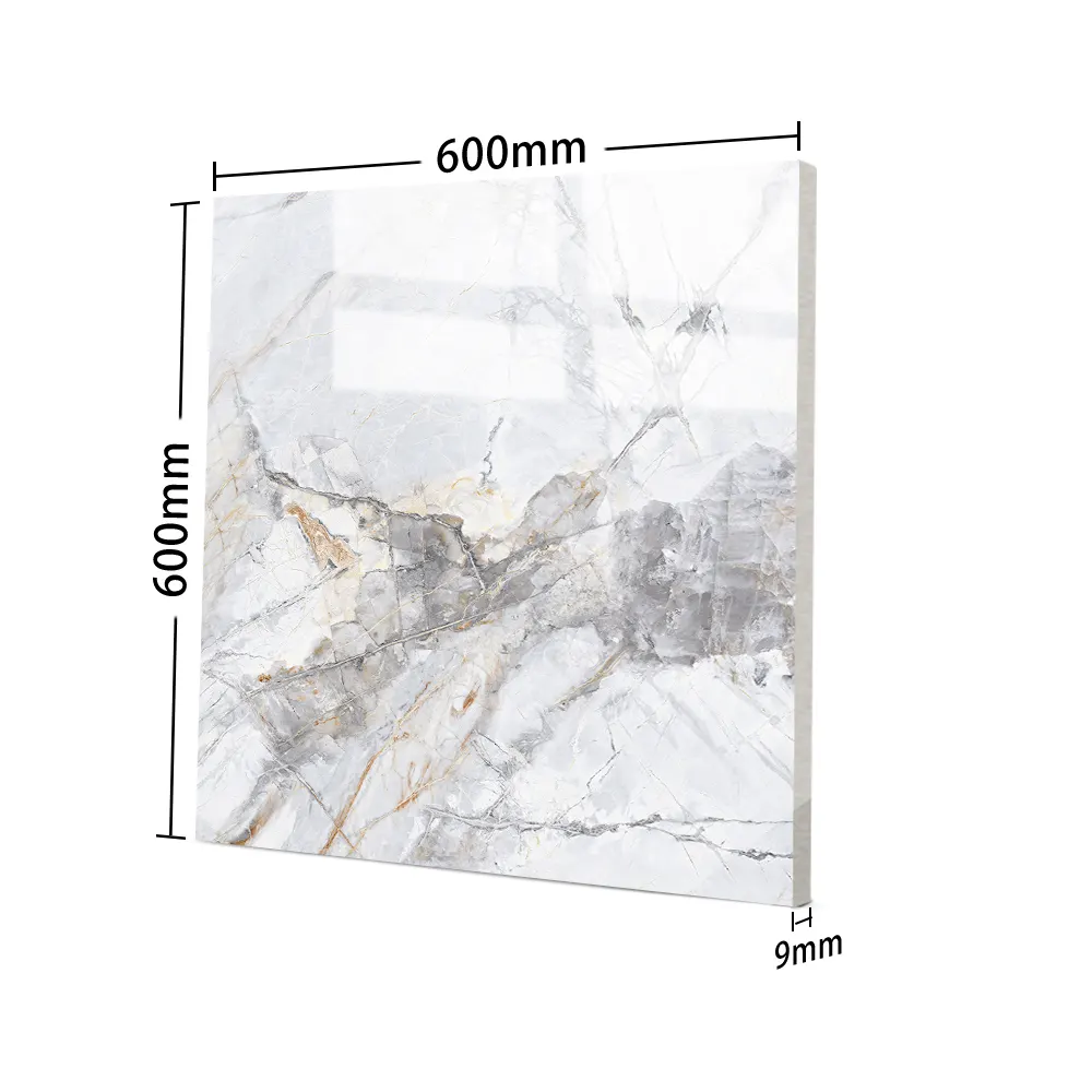 Carrara White Polished Porcelain Floor Tile 600x600mm