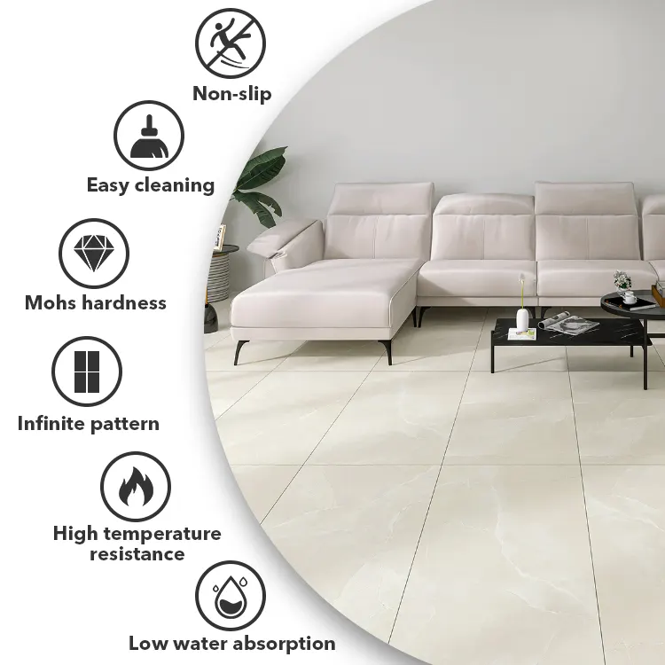 Stone-Look Beige Glazed Ceramic Wall And Floor Tile 24x48/600x1200mm