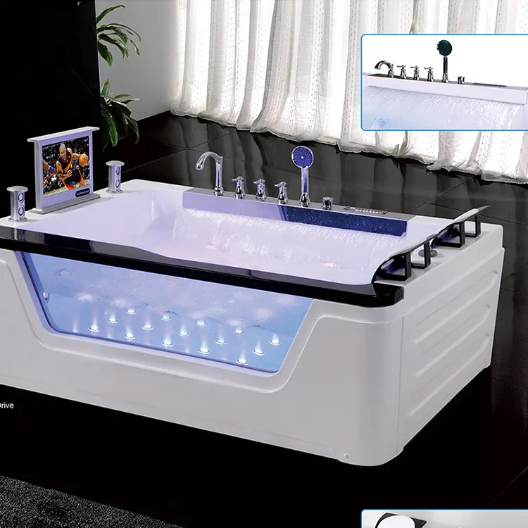 Acrylic Rectangular Whirlpool Massage Bathtub 1.8m