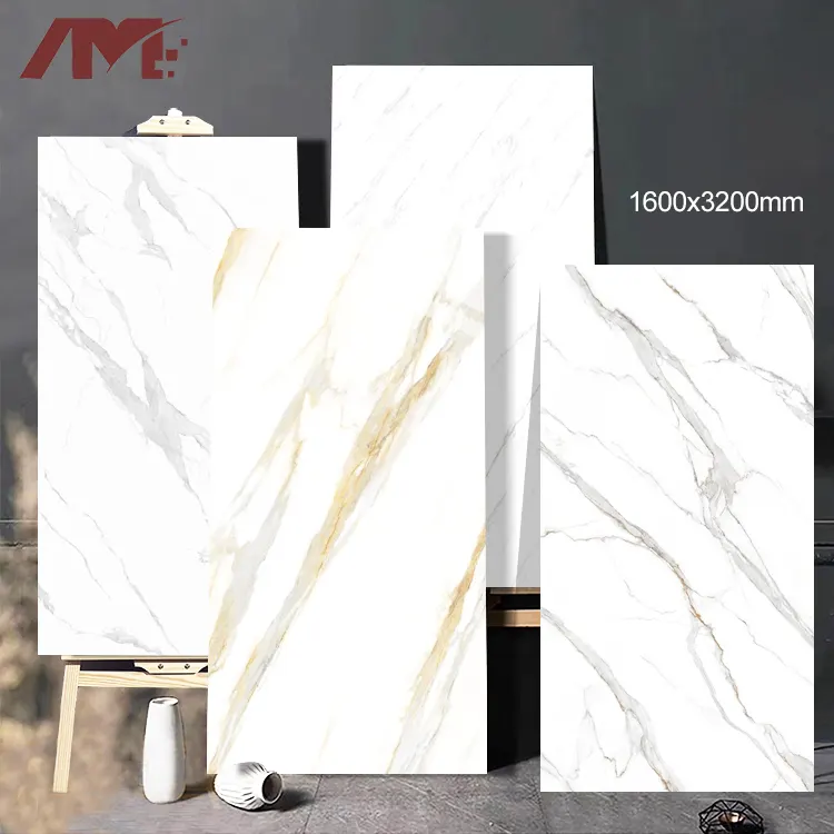 Marble-Look White Porcelain Wall And Floor Tile 1600x3200mm