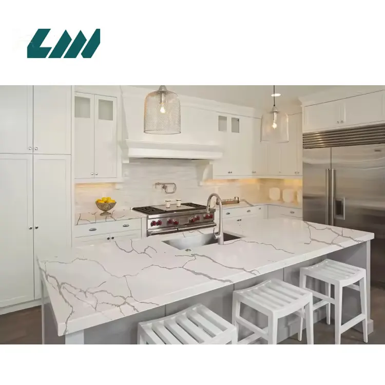 Calacatta White Engineered Quartz Slab 3200x1600mm